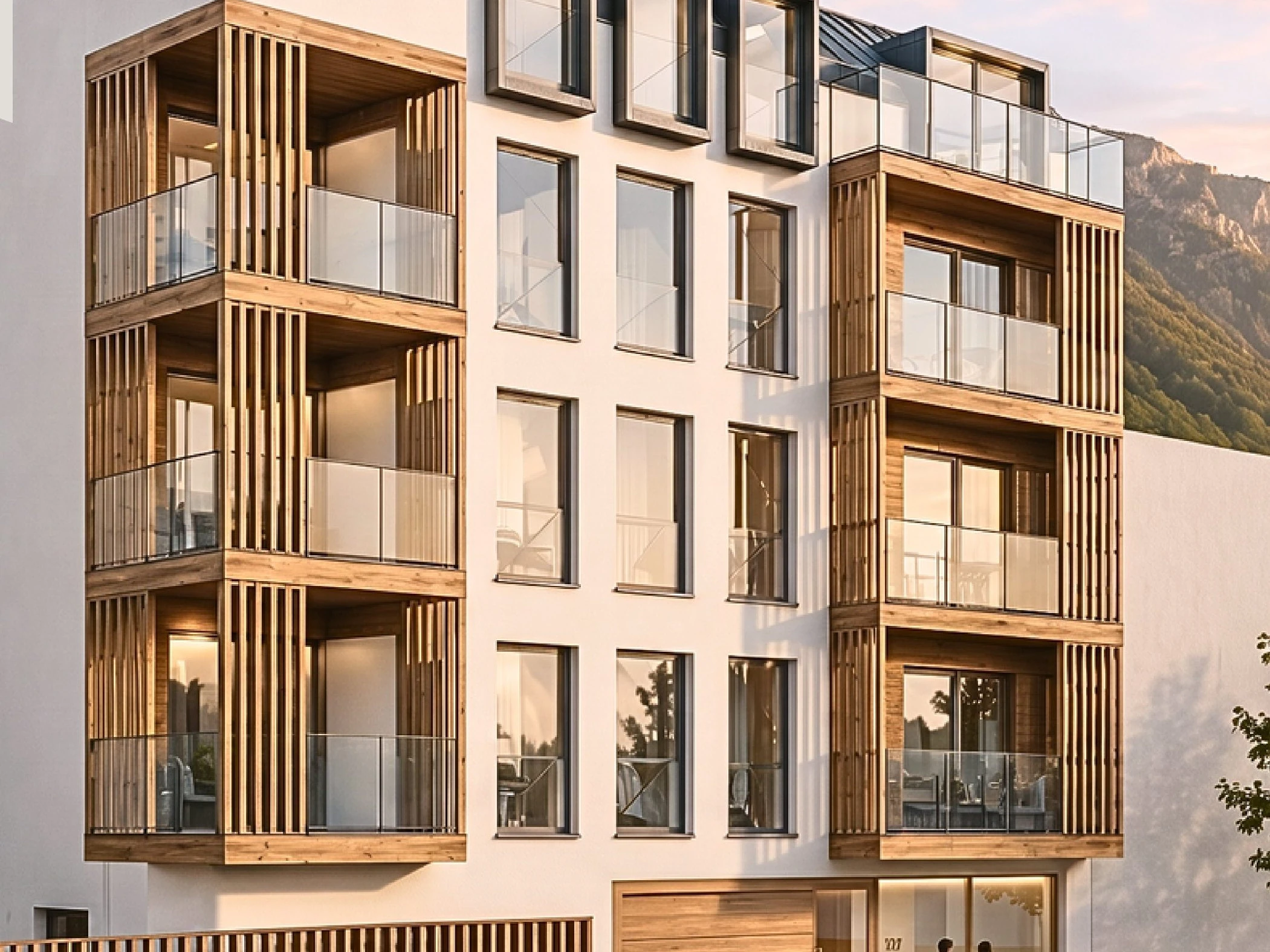 Render de Aixovall Residencial: el edificio completo, visto desde la calle