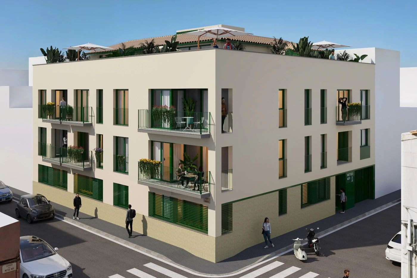 Render del edificio de Metge Mir en esquina, en el centro de Sabadell
