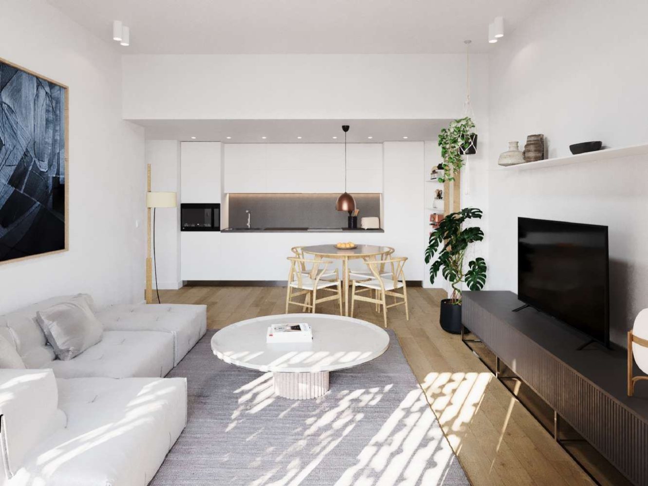 Comedor del apartamento junto al ventanal