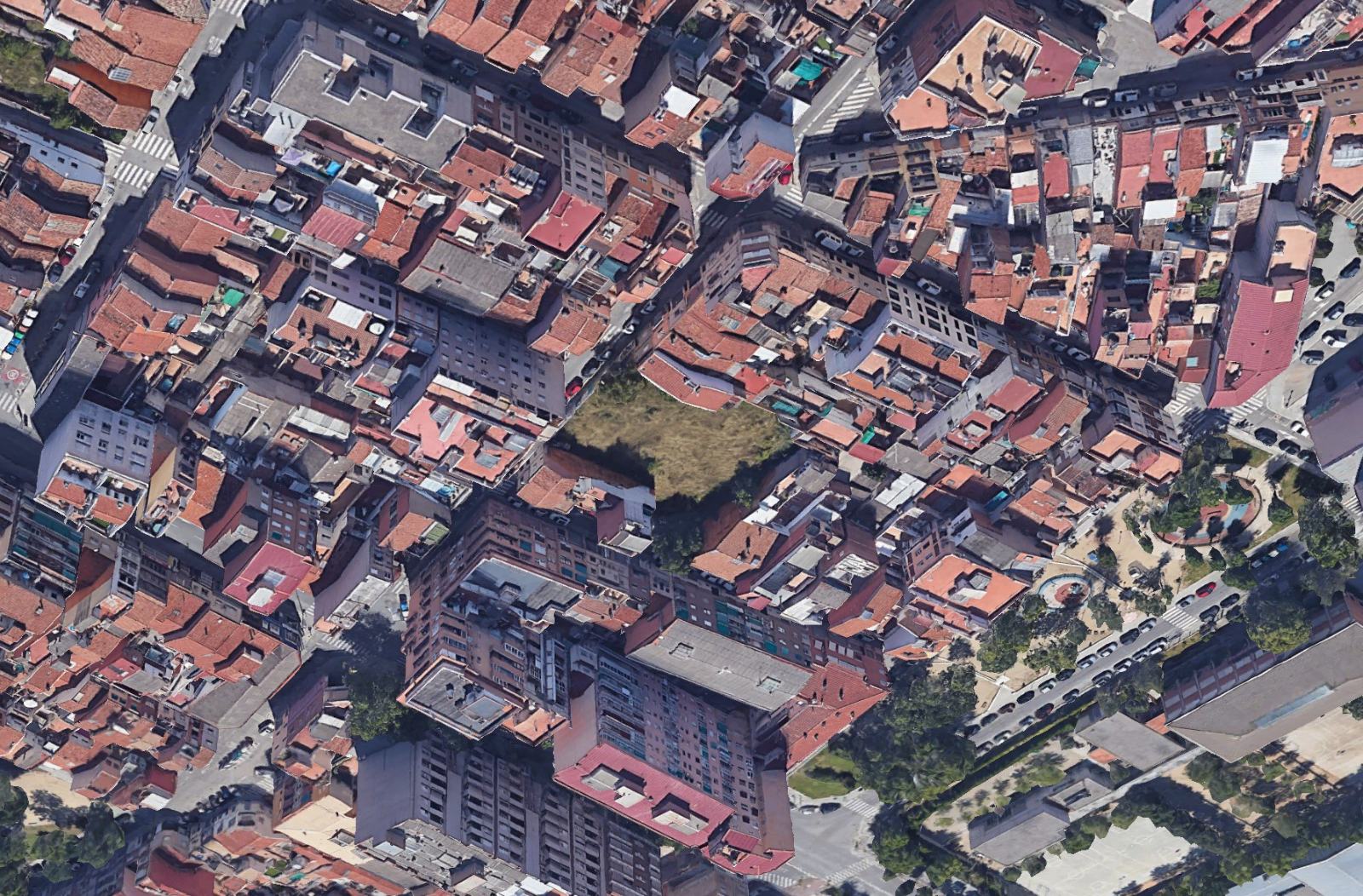 Vista aérea de la parcela dentro de la manzana