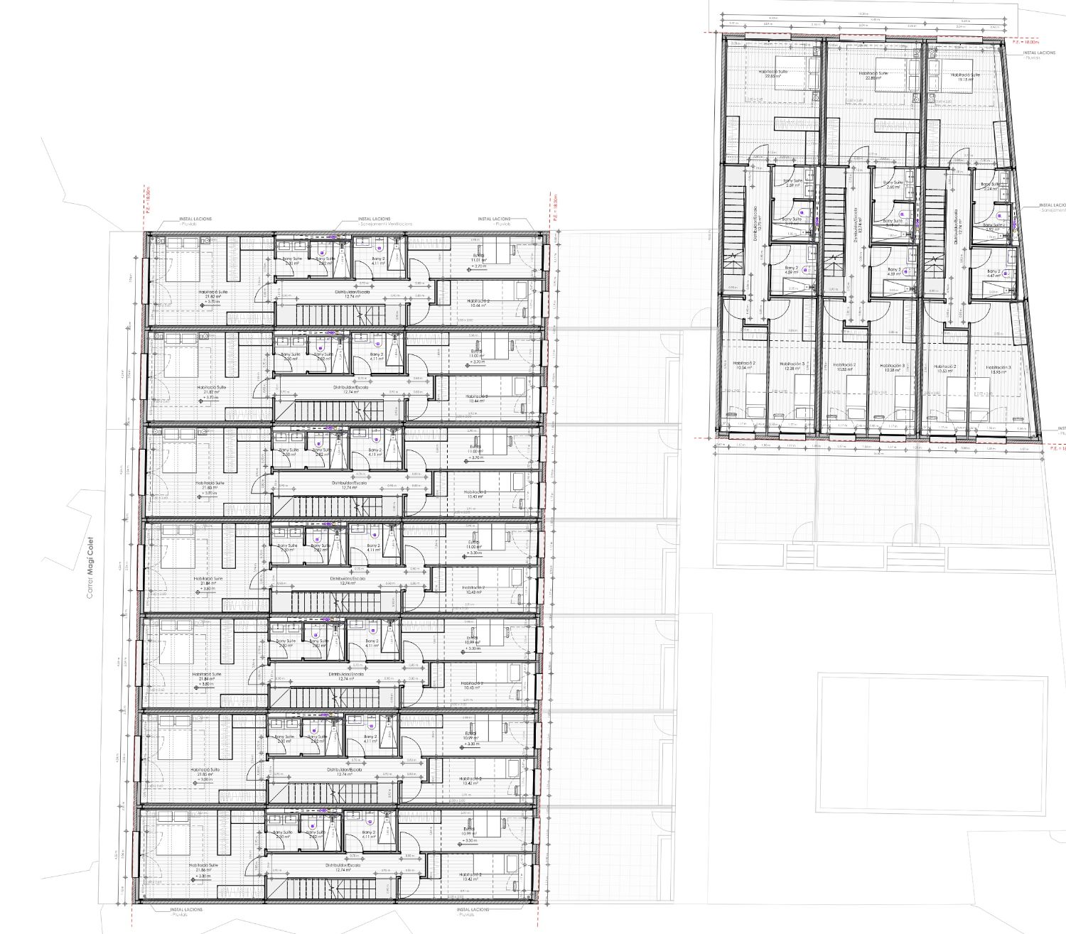 Planta primera: suite, dormitorio, estudio y segundo baño