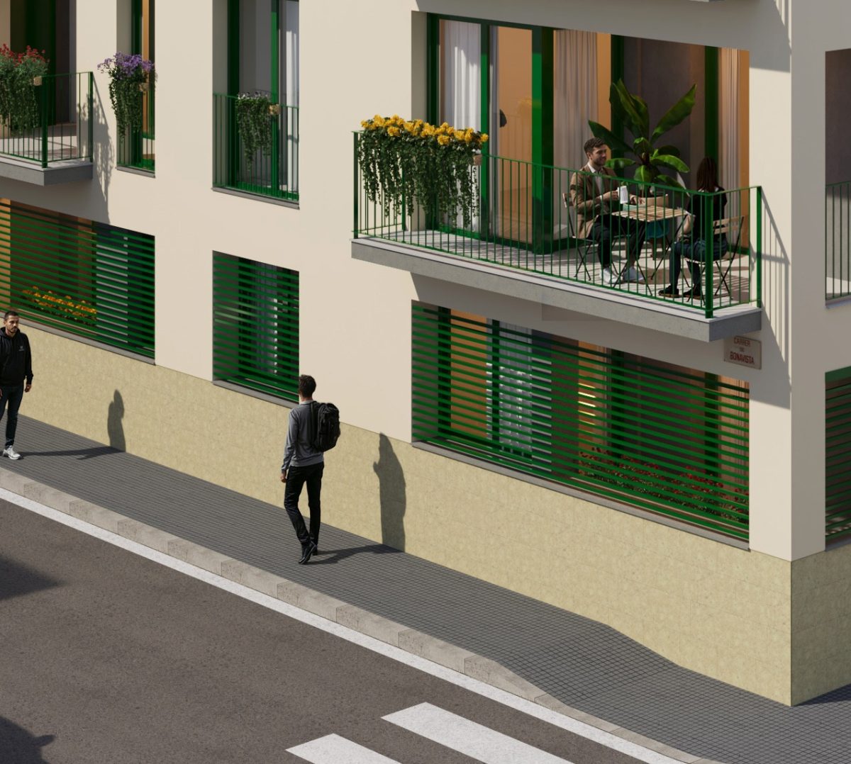 Render de la fachada de METGE MIR vista desde la acera